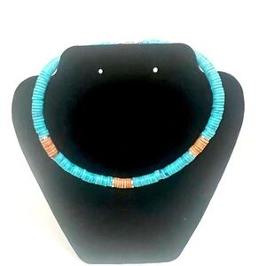 Unisex Turquoise/Coral Beachy/Surfer Necklace